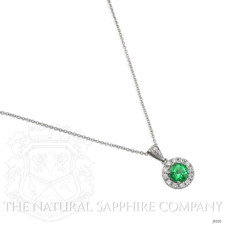 1.42 Ct. Emerald Natural Diamond Pave Pendant, 18K White Gold