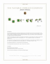 4.03 Ct.Tw.Total Carat Weight Emerald and Mixed Natural Diamond Studs Earrings, 18K White & Yellow Appraisal