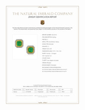 4.03 Ct.Tw.Total Carat Weight Emerald and Mixed Natural Diamond Studs Earrings, 18K White & Yellow Scan Report