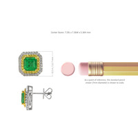 4.03 Ct.Tw. Emerald Natural Diamond Pave Earrings, 18K White & Yellow Image