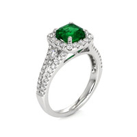 1.36 Ct. Emerald and Diamond Ring, 18K White Gold Image