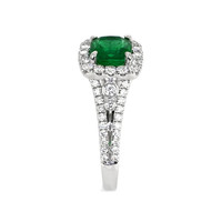 1.36 Ct. Emerald Natural Diamond Pave Ring, 18K White Gold Image