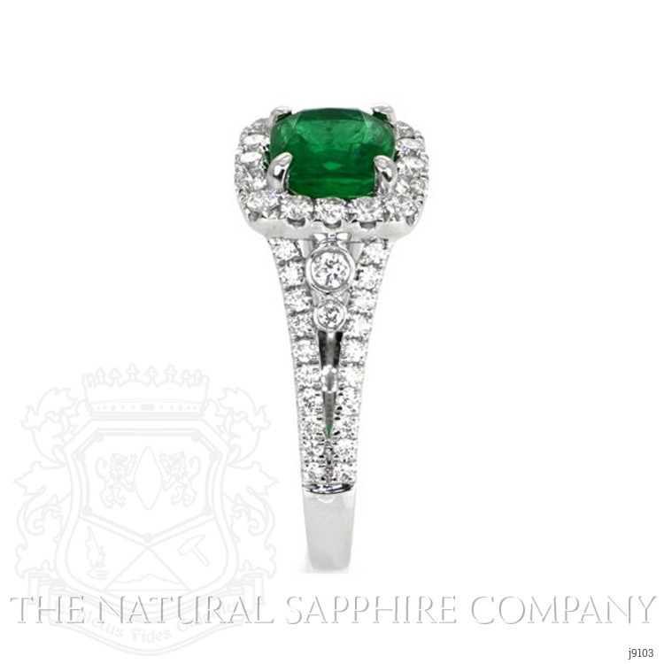 1.36 Ct. Emerald Natural Diamond Pave Ring, 18K White Gold