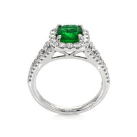 1.36 Ct. Emerald Natural Diamond Pave Ring, 18K White Gold Image