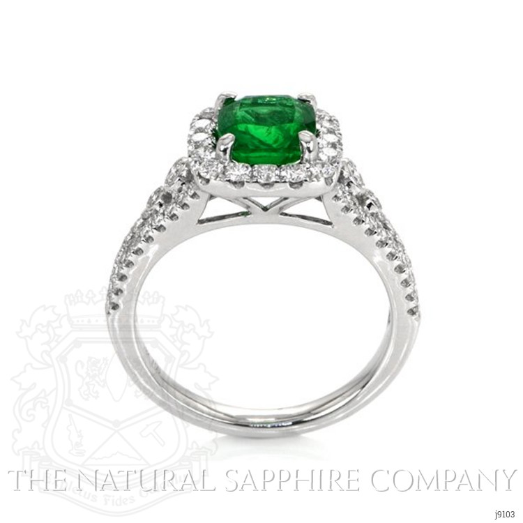 1.36 Ct. Emerald Natural Diamond Pave Ring, 18K White Gold