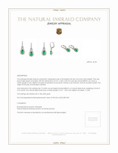 2.63 Ct.Tw. Emerald Natural Diamond Pave Earrings, 18K White Gold Appraisal