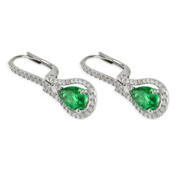 2.63 Ct.Tw.Total Carat Weight Emerald and Diamond Earrings, 18K White Gold Image