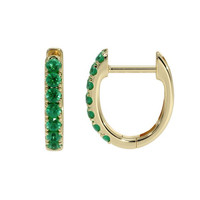 0.32 Ct.Tw. Emerald Hoops Earrings, 14K Yellow Gold Video
