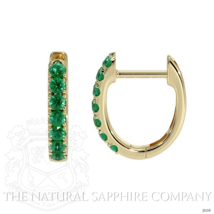 0.32 Ct.Tw. Emerald Hoops Earrings, 14K Yellow Gold