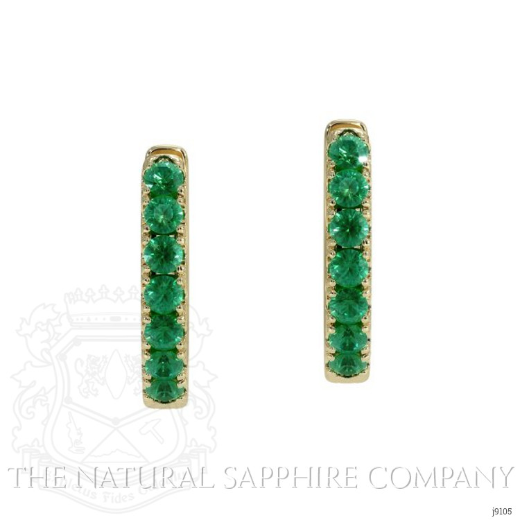 0.32 Ct.Tw. Emerald Hoops Earrings, 14K Yellow Gold