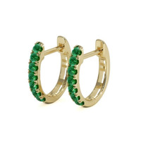 0.32 Ct.Tw. Emerald Hoops Earrings, 14K Yellow Gold Image