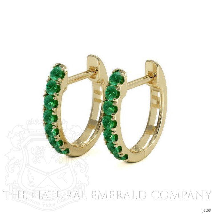 0.32 Ct.Tw. Emerald Hoops Earrings, 14K Yellow Gold