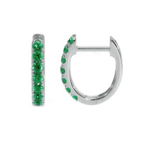 0.32 Ct.Tw. Emerald Hoops Earrings, 14K White Gold Video