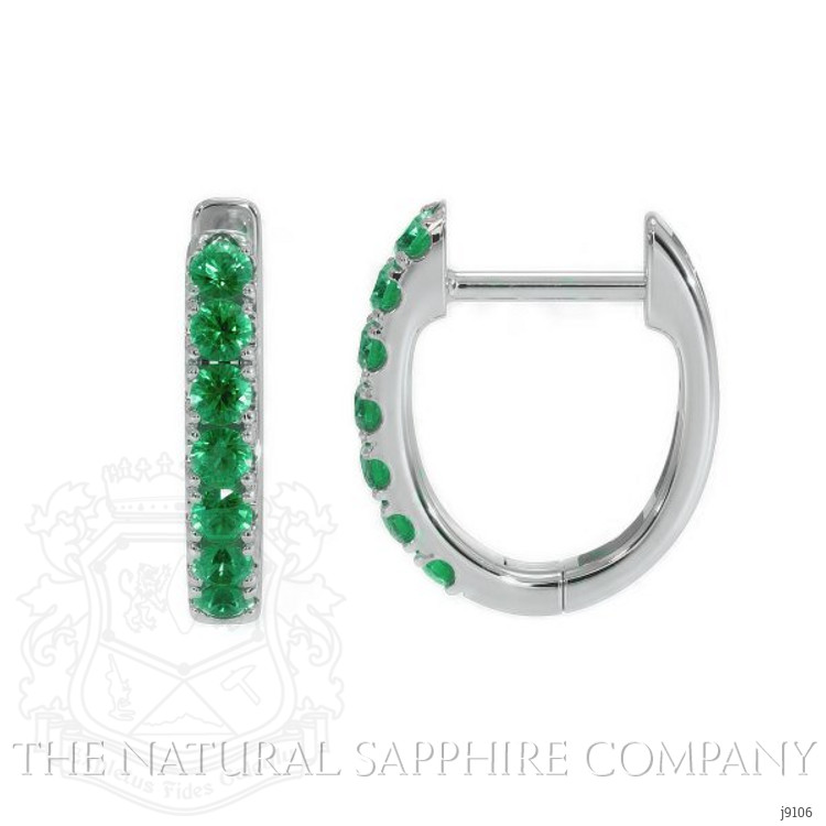 0.32 Ct.Tw. Emerald Hoops Earrings, 14K White Gold