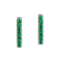 0.32 Ct.Tw. Emerald Hoops Earrings, 14K White Gold Image