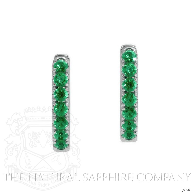 0.32 Ct.Tw. Emerald Hoops Earrings, 14K White Gold