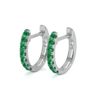 0.32 Ct.Tw. Emerald Hoops Earrings, 14K White Gold Image