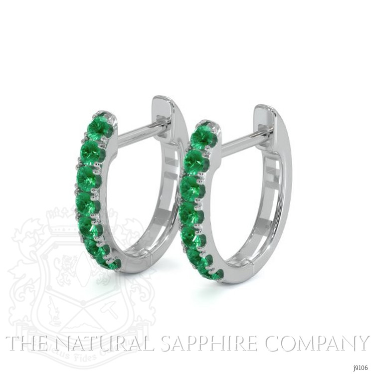 0.32 Ct.Tw. Emerald Hoops Earrings, 14K White Gold