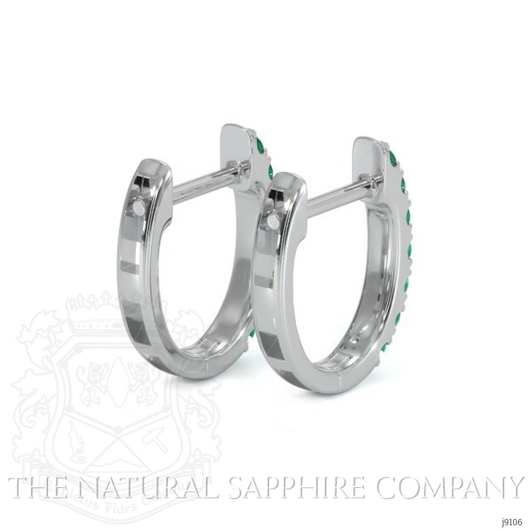 0.32 Ct.Tw. Emerald Hoops Earrings, 14K White Gold