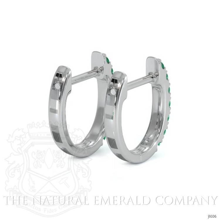 0.32 Ct.Tw. Emerald Hoops Earrings, 14K White Gold
