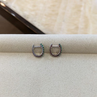 0.32 Ct.Tw.Total Carat Weight Emerald Hoops Earrings, 14K White Gold Life Style