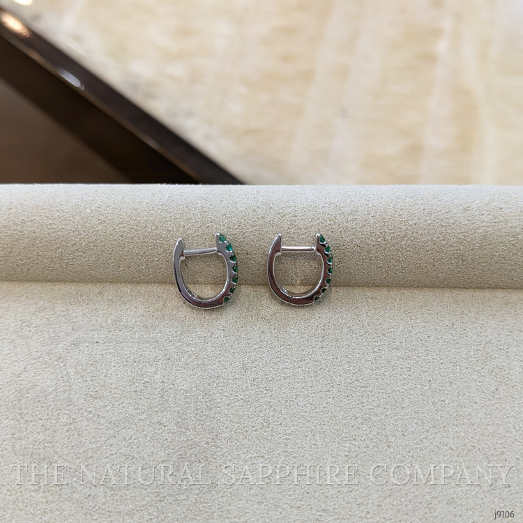 0.32 Ct.Tw. Emerald Hoops Earrings, 14K White Gold