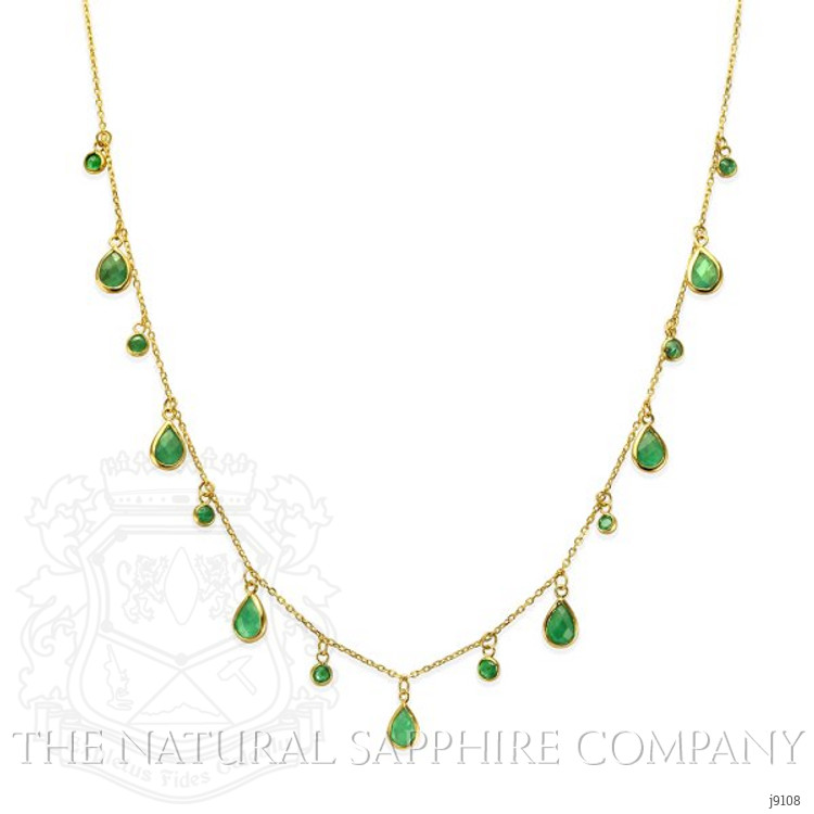 4.45 Ct. Emerald Necklace, 18K Yellow Gold