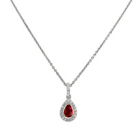 0.45 Ct. Ruby Pave Pendant, 18K White Gold Image