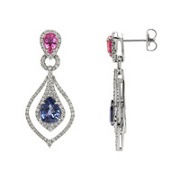 4.43&nbsp;Ct.Tw.Total Carat Weight Mixed Sapphire and Natural Diamond Pave Earrings, 18K White Gold Image