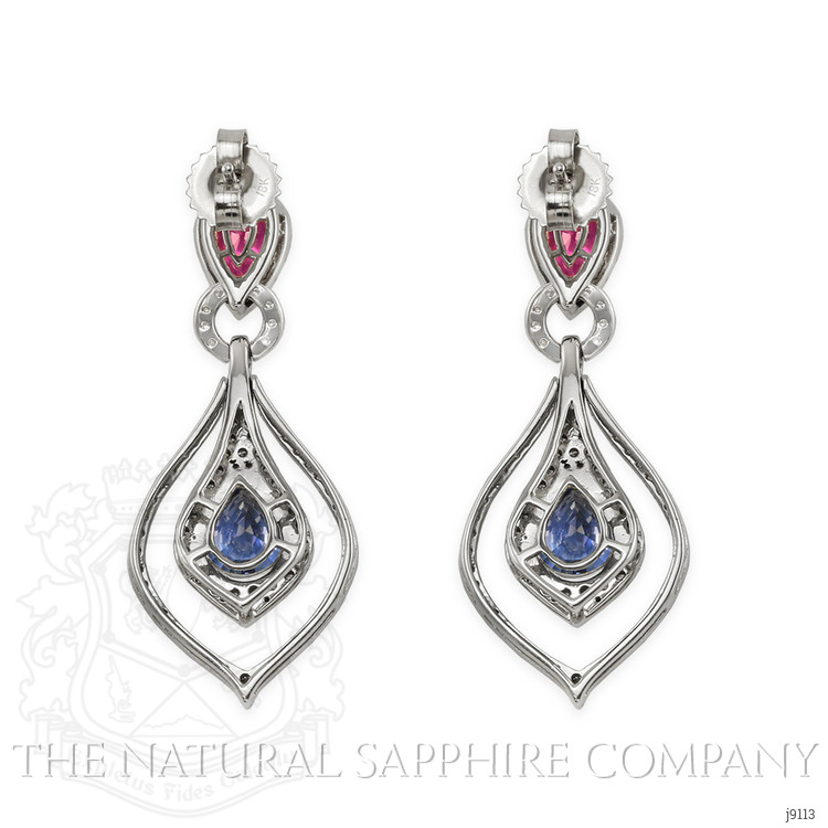 4.43 Ct.Tw. Mixed Sapphire and Natural Diamond Pave Earrings, 18K White Gold