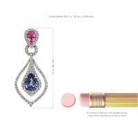 4.43 Ct.Tw. Mixed Sapphire and Natural Diamond Pave Earrings, 18K White Gold Image