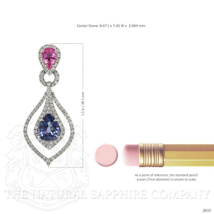 4.43 Ct.Tw. Mixed Sapphire and Natural Diamond Pave Earrings, 18K White Gold