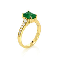 1.43 Ct. Emerald Natural Diamond Pave Ring, 18K Yellow Gold Image