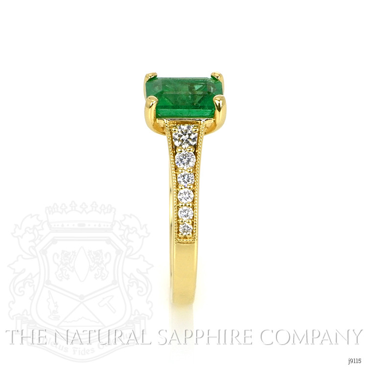 1.43 Ct. Emerald Natural Diamond Pave Ring, 18K Yellow Gold