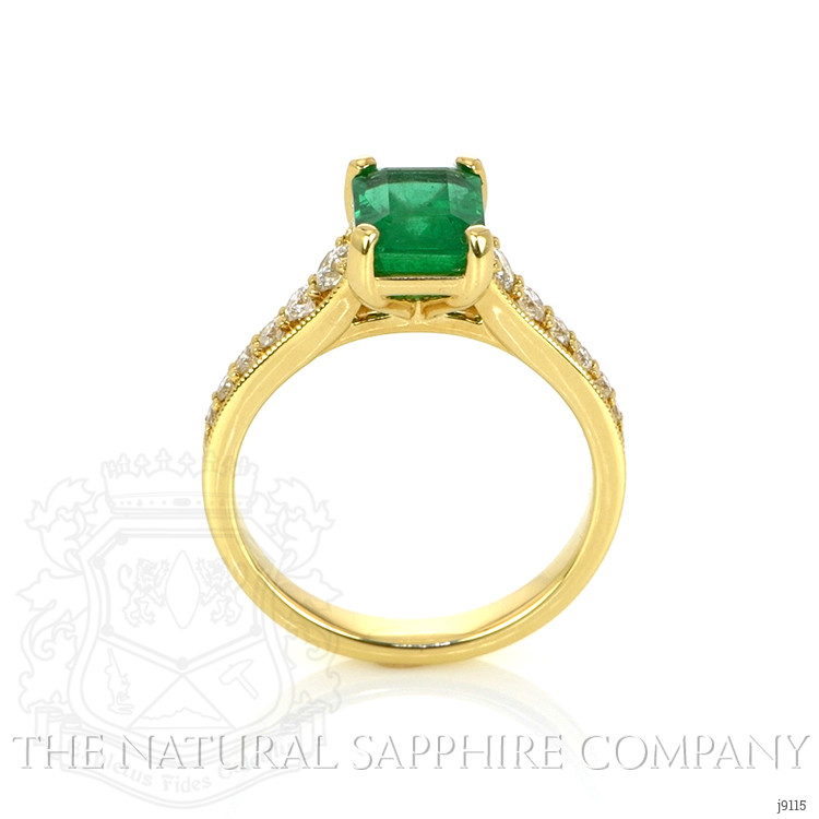 1.43 Ct. Emerald Natural Diamond Pave Ring, 18K Yellow Gold