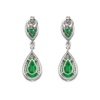 6.74 Ct.Tw. Emerald Natural Diamond Pave Earrings, 18K White Gold Image