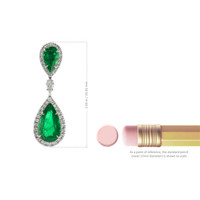 6.74 Ct.Tw. Emerald Natural Diamond Pave Earrings, 18K White Gold Image
