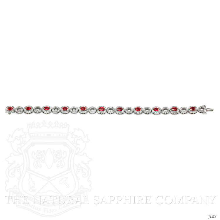 4.58 Ct.Tw. Ruby and Natural Diamond Accent Stones Bracelet, 18K White Gold