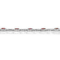 4.58 Ct.Tw. Ruby Natural Diamond Accent Stones Bracelet, 18K White Gold Image