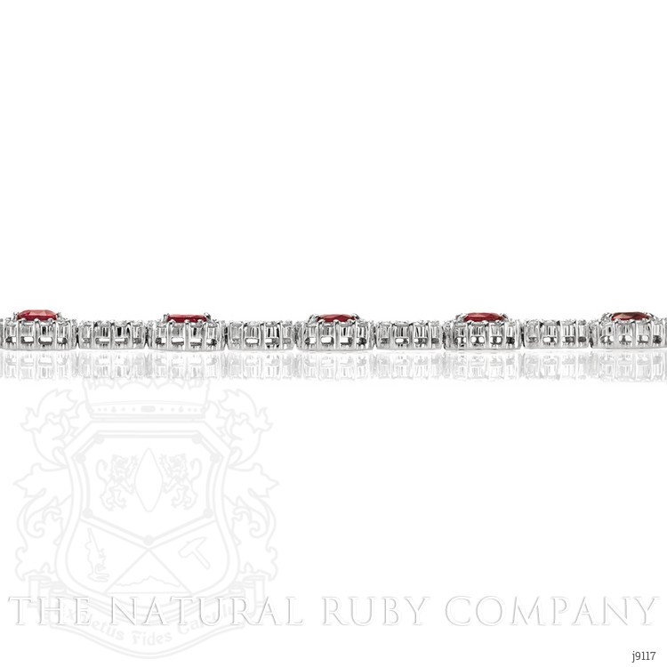 4.58 Ct.Tw. Ruby Natural Diamond Accent Stones Bracelet, 18K White Gold