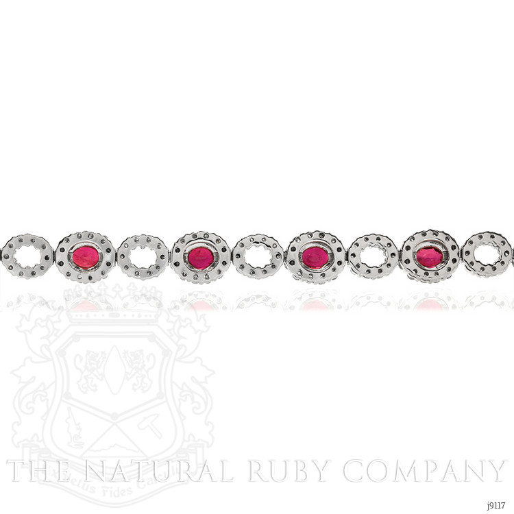 4.58 Ct.Tw. Ruby Natural Diamond Accent Stones Bracelet, 18K White Gold