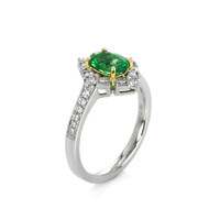 0.73 Ct. Emerald Natural Diamond Antique Style Ring, Platinum & 18K Yellow Image