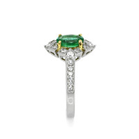 0.73 Ct. Emerald Natural Diamond Antique Style Ring, Platinum & 18K Yellow Image