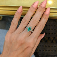 0.73 Ct. Emerald Natural Diamond Antique Style Ring, Platinum & 18K Yellow Life Style