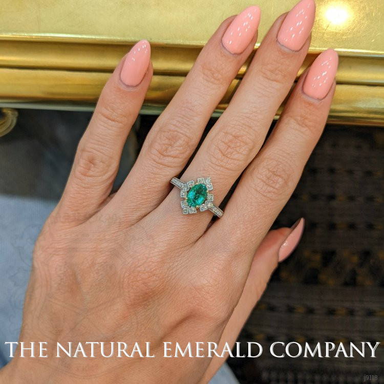 0.73 Ct. Emerald Natural Diamond Antique Style Ring, Platinum & 18K Yellow