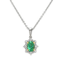 0.70 Ct. Emerald and Diamond Pendant - 18K White Yellow Video