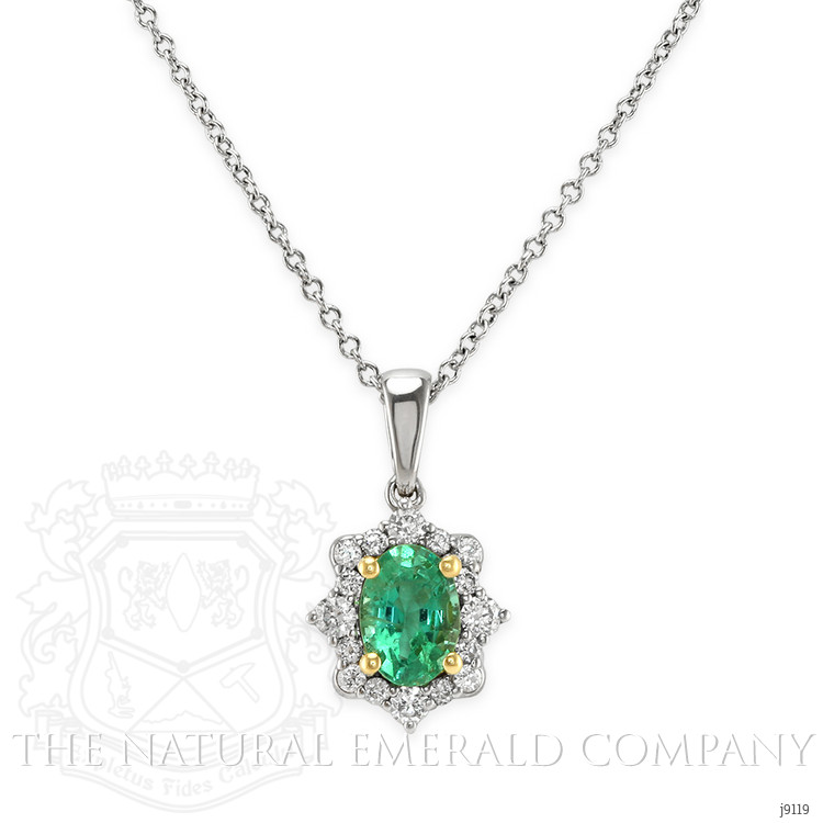 0.70 Ct. Emerald Natural Diamond Pave Pendant, 18K White & Yellow