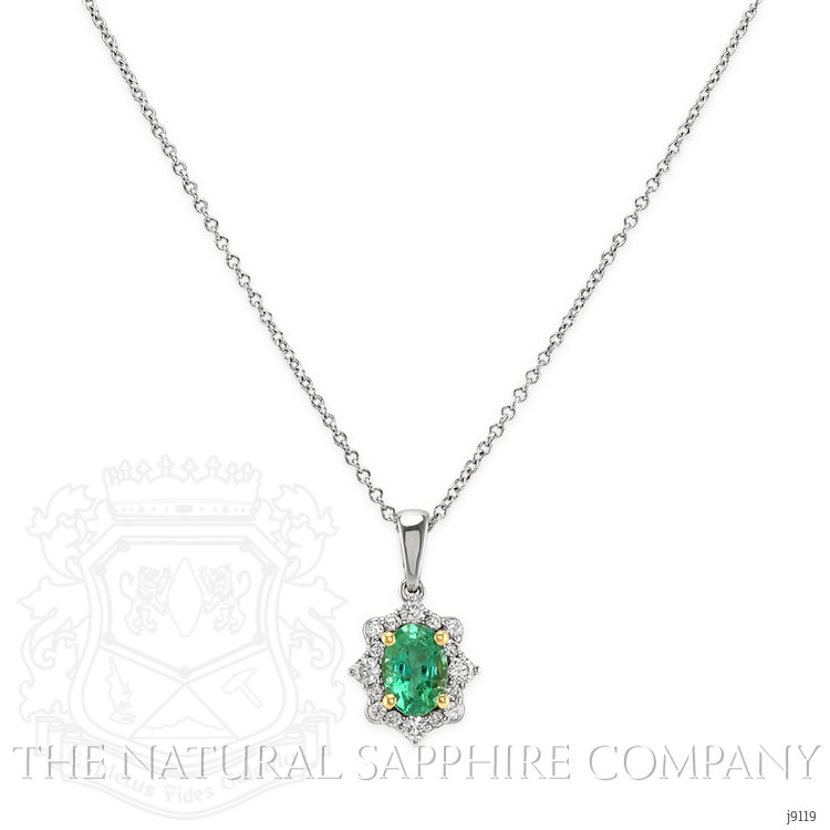 0.70 Ct. Emerald Natural Diamond Pave Pendant, 18K White & Yellow