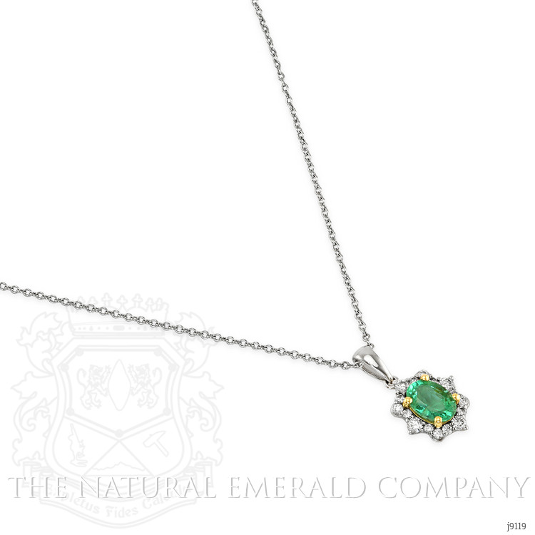 0.70 Ct. Emerald Natural Diamond Pave Pendant, 18K White & Yellow