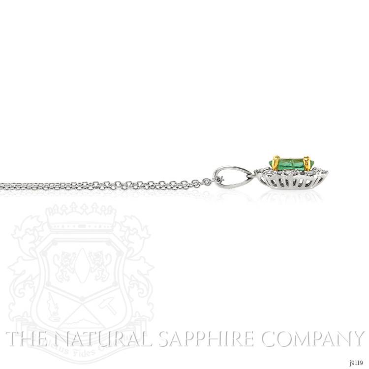 0.70 Ct. Emerald Natural Diamond Pave Pendant, 18K White & Yellow